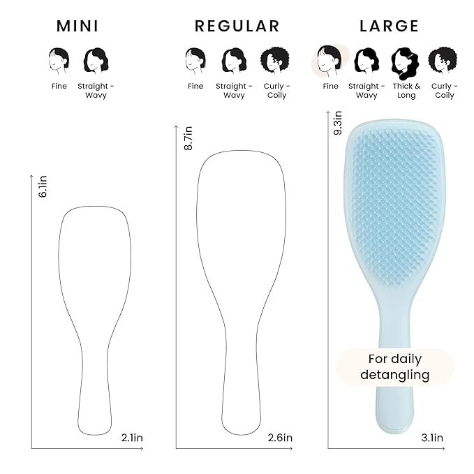 Tangle Teezer Fine & Fragile Ultimate Detangler Brush, Dry & Wet Hair Brush to Detangle & Reduce Breakage, Large, Seafoam Blue