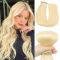 Tape in Hair Extensions Real Human Hair Platinum Blonde 20pcs Seamless Invisible Straight Hair Extensions (60#,18 Inch)