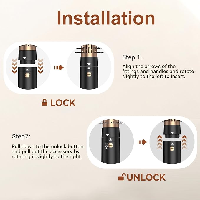 Hair Dryer Brush, 4 in 1 Rotating Round Hot Air Spin Brush Set Negative Ionic Professional Blow Dryer with Detachable Brush(2" & 1.5"), 3 Heats and 2 Speeds Rotating Blow Dryer Brush