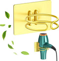 Hair Dryer Holder Wall Mounted, Hairdryer Holder for Bathroom, Blow Dryer Holder, Hair Tool Organizer for Hair Dryer Hanger Storage, Adhesive Blow Dryer Organizer (Gold)