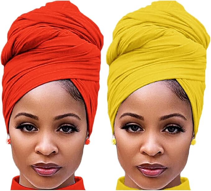 Harewom Head Wraps for Black Women Stretch Head Scarf Long African Hair Wraps Turban Headwraps Jersey Headbands