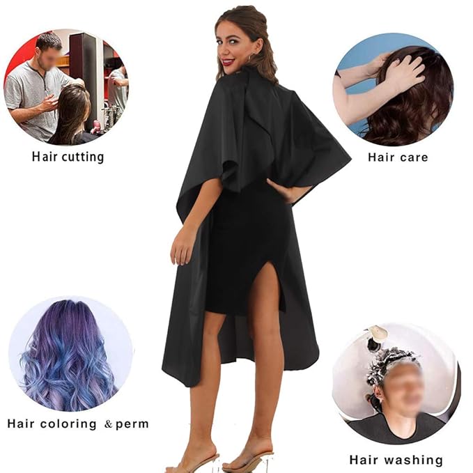Black Waterproof Hair Salon Cape Professional Barber Cape with Metal Snap Closure Hair Cutting Cape (Black-10 Pack)