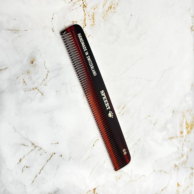 #66 Handmade Narrow Tooth Comb Tortoise Havana Acetate Fine Straight Thin Detangling Parting Grooming Teasing Hair Styling Hairdresser Barber Hairdressing Wet Dry Pocket Travel Women Men Kids