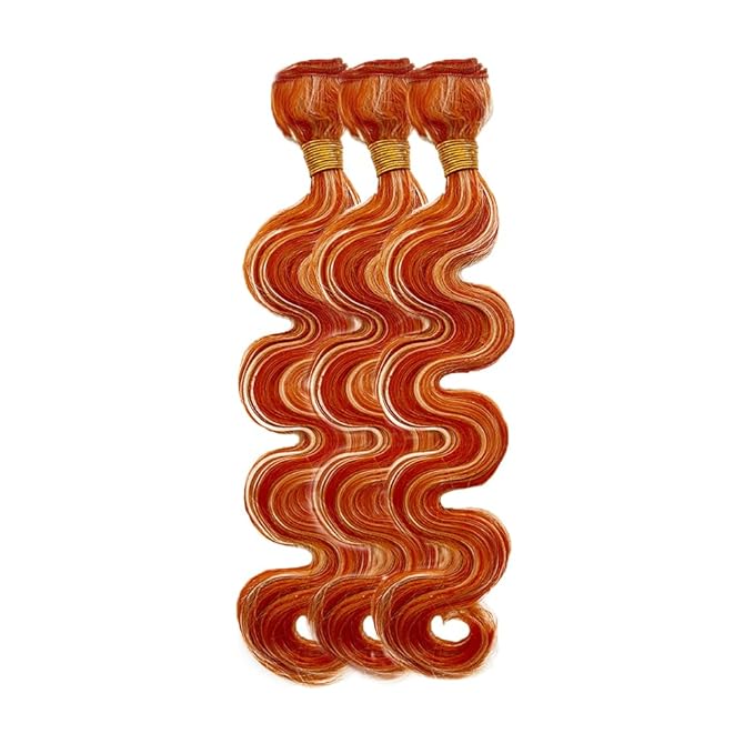 24 26 28 Inch Color 350 Bundles Human Hair Highlight Ginger Orange Bundles Brazilian Virgin Remy Hair Extensions Double Weft 2 Tone Orange and Blonde Bundle Hair Weave