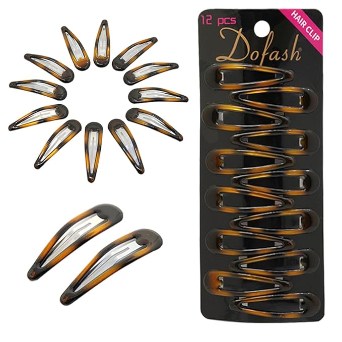 Dofash Epoxy Snap Hair Clips Metal Grips 5cm/2in Tortoise Accessories 12Pcs (Epoxy Tortie)