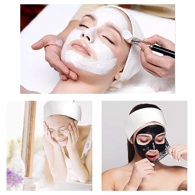 200 Pieces Disposable Spa Facial Headbands Individual Wrapped Elastic Makeup Headband with Adjustable Stretch Non-Woven Soft Skin Care Hair Band with Convenient Closure for Women