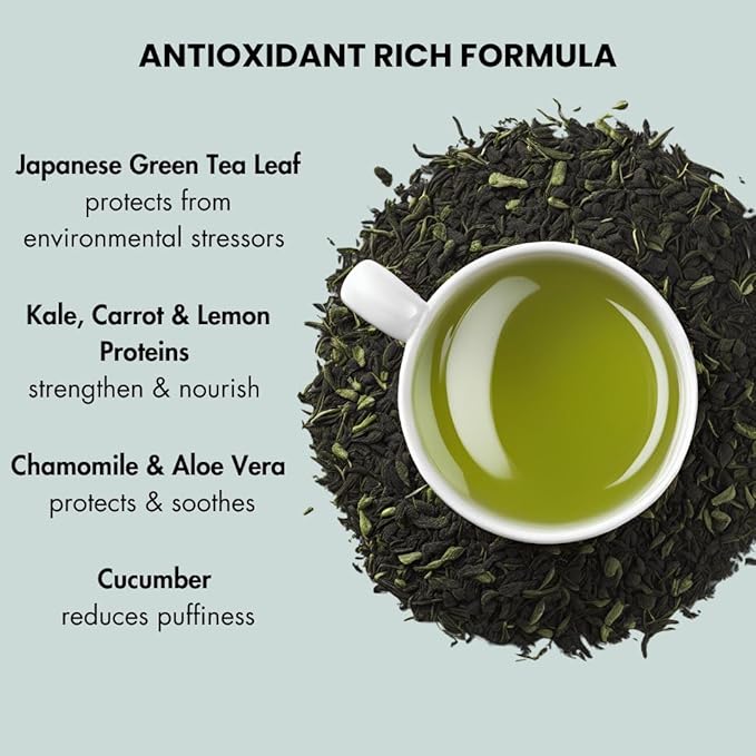 Morning Person Antioxidant Plant Protein Facial Cleanser - Calming And Soothing With Green Tea And Aloe Vera - Hydrating And De-Puffing - Sulfate and Paraben Free