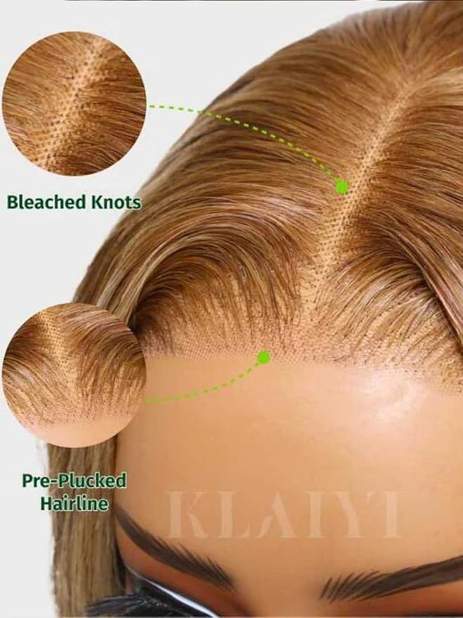 KLAIYI Wear And Go Glueless Wig Bye Bye Knots 13x4 Precut Lace Front Wigs Human Hair Ombre Highlight Blonde Body Wave Wig Pre Bleached Pre Everything Pre Plucked with Baby Hair 3S Ready to Wear 24Inch