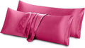 Aormenzy Satin Body Pillow Cover Set of 2, 20x54 Inches Hot Pink Body Pillow Case for Adults, Silky Soft & Cooling Body Pillow Pillowcase with Envelope Closure