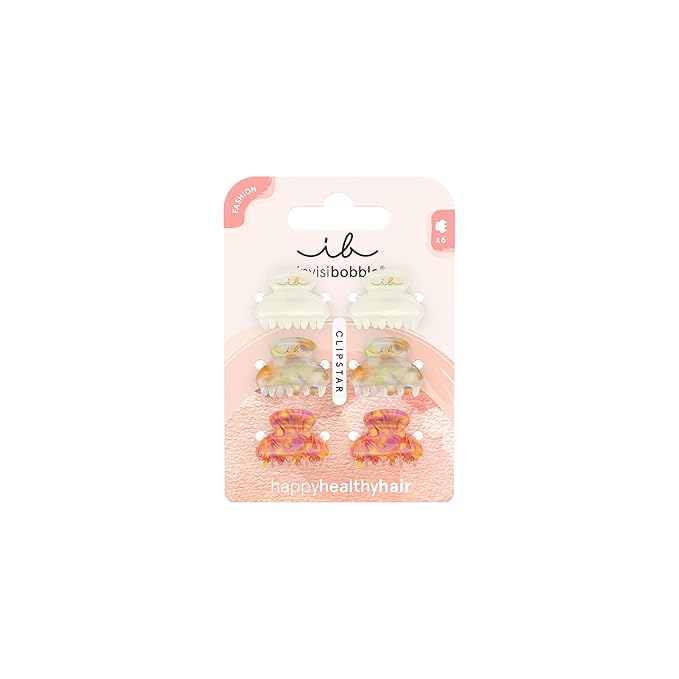 invisibobble CLIPSTAR Love Letter XS 6-Pack, Elegant Mini Hair Clips for Women & Girls, Neutral Colors, Cute Hair Accessories, Fashionable Claw Clips for All Hair Types