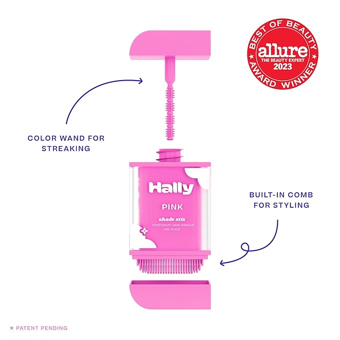 Hally Hair Temporary Hair Color, Shade Stix (Pink) - Hair Makeup Accessories for Kids, Teens & Adults - 12 ml Washable Hair Chalk & Dye for Festivals, Sporting Events & Parties