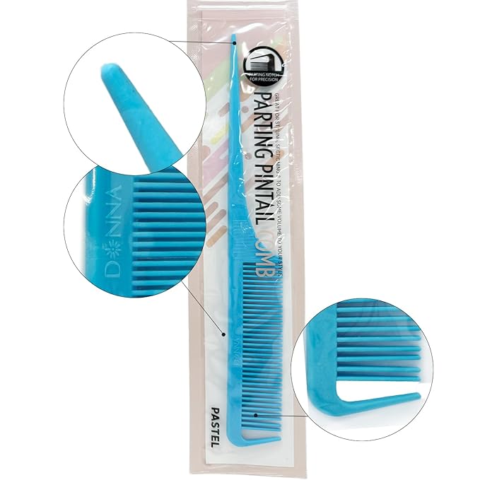 Donna Rat Tail Comb - Professional Parting Comb for Precision Styling, Ideal Rat Tail Combs for Sectioning and Hair Parting, Durable and Heat Resistant, Perfect for Salon and Home Use (BLUE)