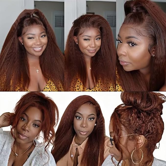 Brown Human Hair Bundles Color 4 Kinky Straight Bundles 22 24 26 Inch Peruvian Grade 8A Virgin Remy Hair Extensions Niegmeag Hair Double Weft Chocolate Brown Hair Weave