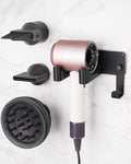 Dyson Hair Dryer Holder, Wall Mounted Aluminum Alloy Hair Dryer Wall Mount for Supersonic/Nural, Dyson Blow Dryer Holder with 3 Magnetic Rings for Salon & Bathroom Black UEMUSI