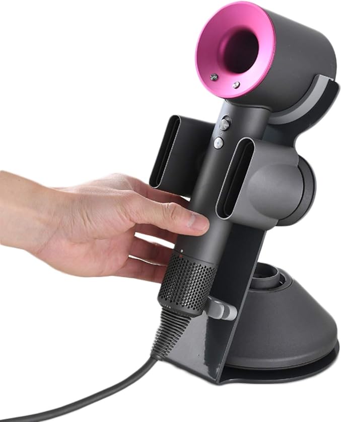 I'smartmoon Hair Dryer Stand Holder for Dyson Supersonic, Aluminum Alloy Bracket Power Plug Holder, Bathroom Organizer for Dyson Supersonic hairdryer Care Tools (Gray)