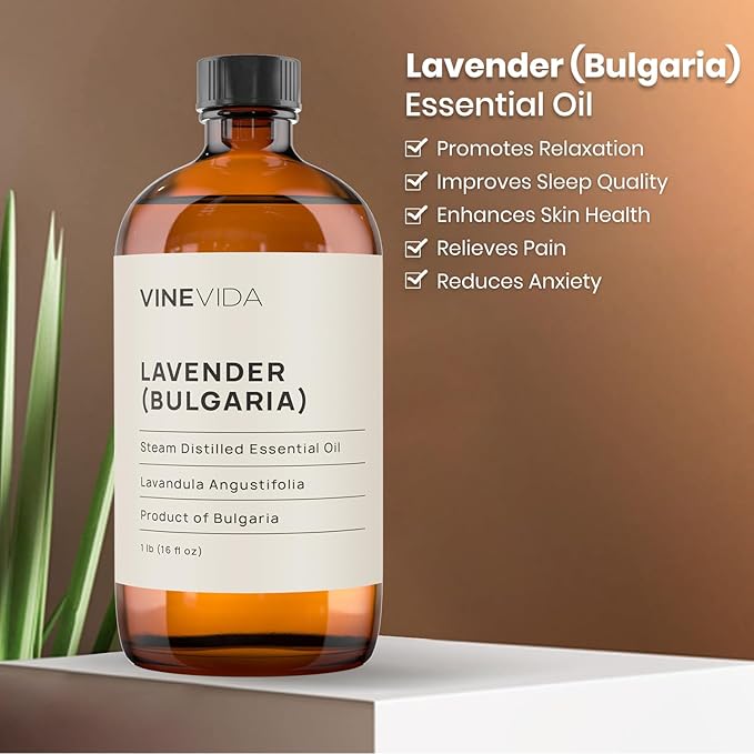 VINEVIDA Lavender Essential Oil 16 oz - Undiluted, Pure, Vegan, and Sustainable