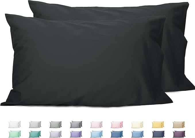 Sunflower Queen Pillowcases Set of 2, 100% Cotton Queen Size Pillow Cases 2, 20×30 inches Black, Soft and Breathable