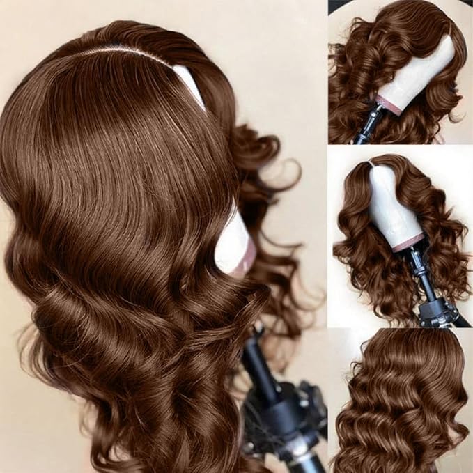 2X6 SKINLIKE HD Lace Closure Wigs Human Hair, Chocolate Brown Human Hair Lace Front Wig, Body Wave Human Hair Wig Pre-Plucked Bleached Knots 250% Density HD Lace Closure Wigs 32 Inch