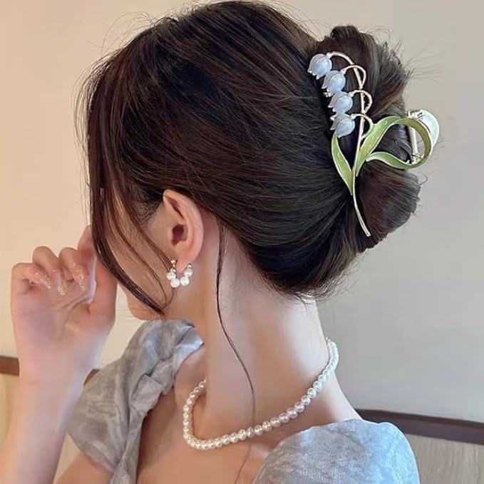 Large Multicolor Floral Metal Non-Slip Strong Hold Hair Jaw Clips and Butterfly Hair Accessories - Cute Headwear Gifts for Women (2Pcs)