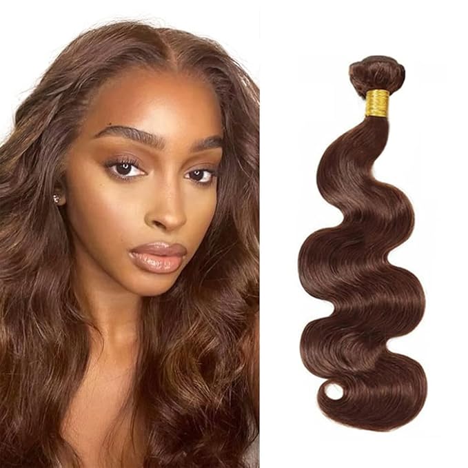 Chocolate Brown Bundles Human Hair Color 4 Body Wave Bundles Niegmeag Brazilian Virgin Remy Hair Single Bundle 16 Inch Brown Body Wave Bundle 100g