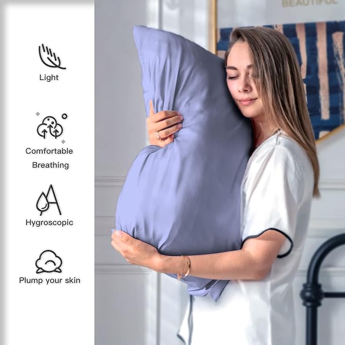 Silk Pillowcase for Hair and Skin,Soft,Breathable and Sliky 100% Silk Pillowcases King Set of 2,Both Sides Natural Mulberry Silk Pillow Cases with Hidden Zipper(King Size 20"X 36",2pcs)
