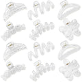 12 Pcs Claw Clips, Multi-Shapes Hair Clips for Women Girls, Non-Slip Large Jaw Claw Clips for Thick Thin Curly Hair Accessories (Clear)