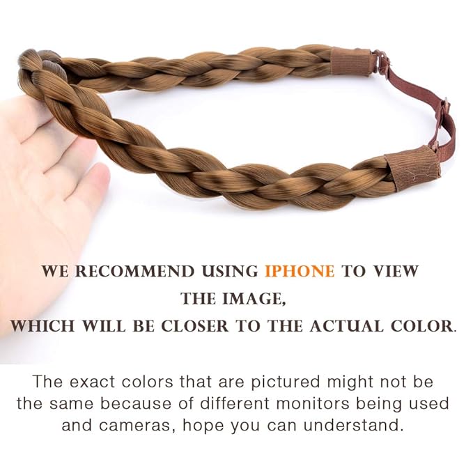 DIGUAN Chubby Narrow Synthetic Hair Braided Headband Classic Chunky Plaited Braids Elastic Stretch Hairpiece Women Girl Beauty accessory, 58g (Medium Brown)