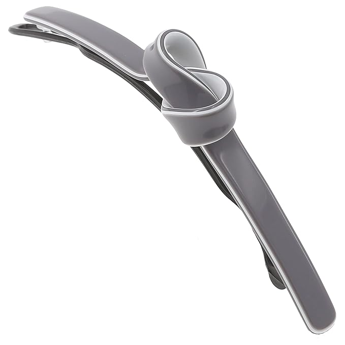 Camila Paris CP3354 French Hair Barrette Clip for Girls, Handmade, Gray/White, Metal-Free Closure Strong Hold Grip Hair Clips for Women, No Slip Durable Styling Girls Hair Accessories, Made in France