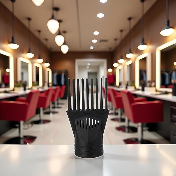 Universal Black Hair Dryer Comb Nozzle, Professional Salon Styling Attachment for Straightening and Detangling, Fine and Curly Natural Hair