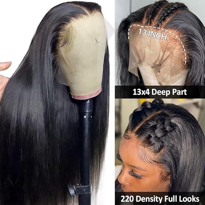 Hermosa HD Transparent 13x4 Lace Front Human Hair Wigs Pre Plucked with Baby Hair 12A 220% Density HD Straight HD Lace Front Wigs Human Hair for Women Natural Hairline Natural Color 22 inch