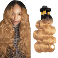 Ombre Bundles Human Hair 1B27 Body Wave Bundles 24 26 28 Inch Double Weft 2 Tone Black and Honey Blonde Bundle Hair Weave Niegmeag Virgin Remy Hair Extensions