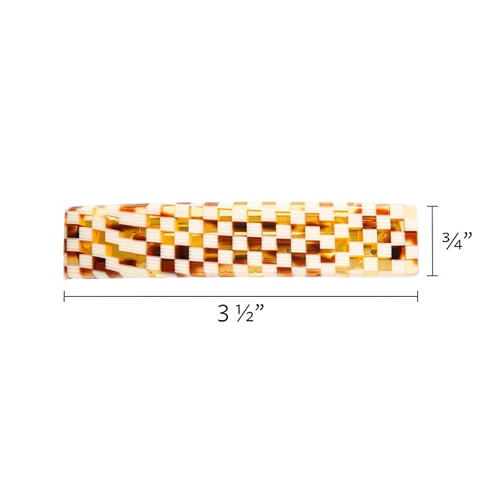 Checkered Hair Barrette for Thin Hair, Classic Rectangle French Barrette for Women, Lightweight and Comfortable, Strong Hold, Chequered Board | France Luxe