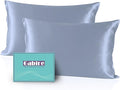 Mulberry Silk Pillowcases Set of 2, Both Sides Real Silk Pillowcase for Hair and Skin Cool Pillowcase Organic Silk Pillowcase 2 Pack with Hidden Zipper, Dusty Blue, Standard (20"×26")
