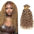 30 32 34 Inch Ash Blonde Water Wave Bundles Human Hair Color #22 Bundle Niegmeag Brazilian Virgin Remy Hair Extensions #22 Blonde Wet and Wavy Bundle