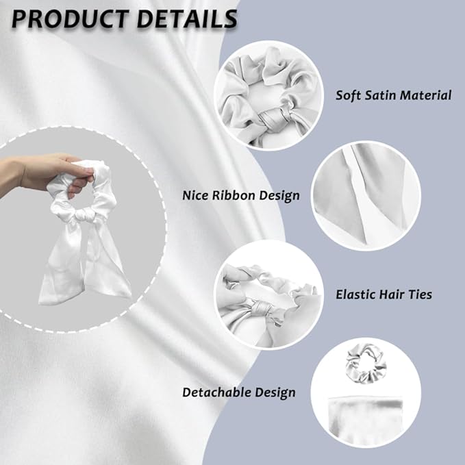 2 Piece Butterfly Love Heart Print Hair Scarf Scrunchies for Women Valentine's Day Hair Ties No Damage Ribbon Scrunchies Knotted Bow for Yoga