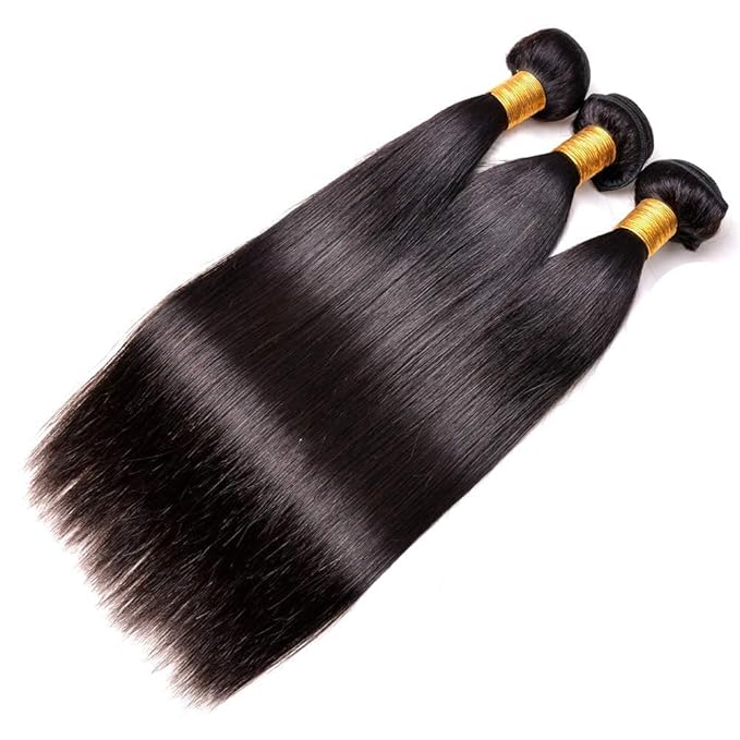 Human Hair Bundles Natural Black Straight Bundles 18 20 22 Inch Brazilian Virgin Remy Hair Extensions Niegmeag Double Weft Color 1B Straight Bundle Hair Weave 300g