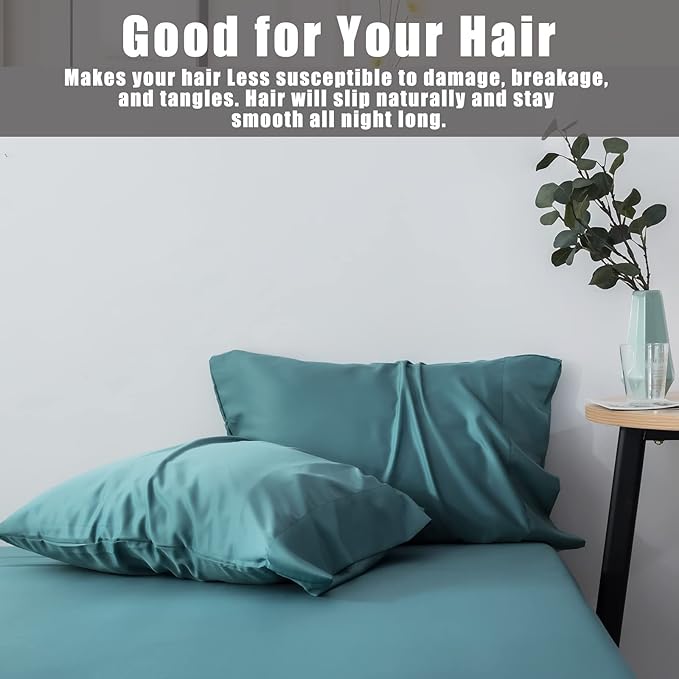 Teal Pillow Cases King Size 2 Pack, Bamboo Rayon Cooling Pillowcases with Envelope Closure, Cool Breathable Pillow Case for Hot Sleepers & Night Sweats, 20x40 inches