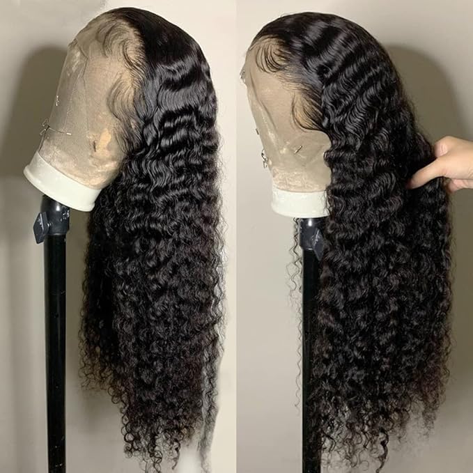 bangjazz 32 Inch Deep Wave Lace Front Wigs Human Hair 180% Density Curly Wigs for Black Women 13x4 HD Lace Frontal Wigs Human Hair Wear and Go Glueless Wigs Human Hair Pre Plucked Natural Hairline