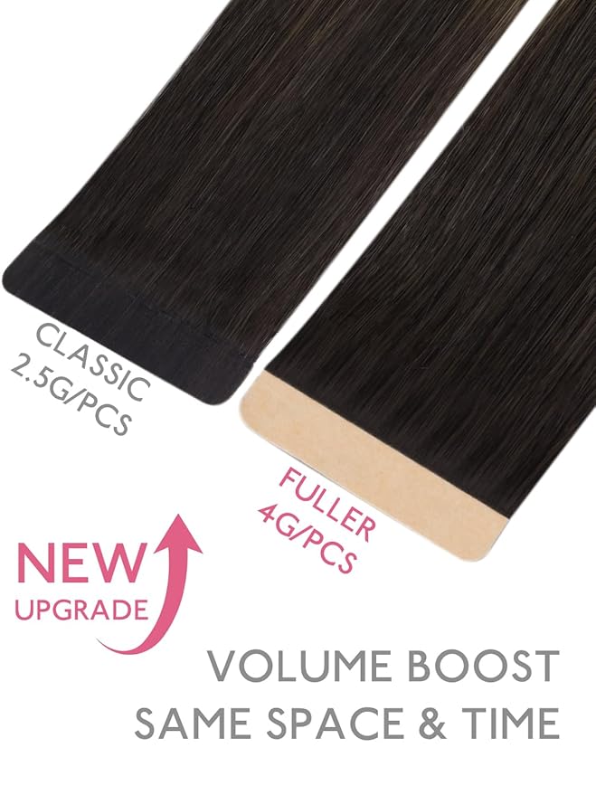 WENNALIFE Fuller Tape in Hair Extensions Human Hair, 18 inch 20pcs 80g Balayage Dark Brown Mixed Chestnut Brown Remy Hair Straight Tape in Extensions Skin Weft Tape Ins Extensiones De Cabello Humano