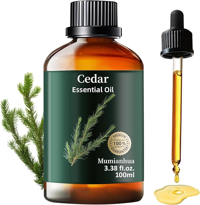 Pure Cedarwood Essential Oil for Bedtime Atmosphere, Evening Relaxation & Pillow Mist,Mumianhua Natural Woodland Aroma for Reed Diffuser,Aromatherapy, Bedroom, Skin, Hair, Tranquil Blends 3.38 Fl Oz