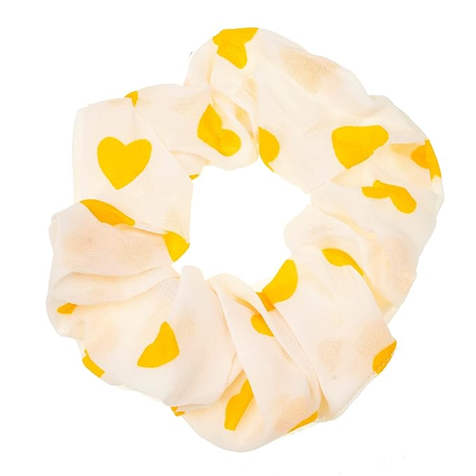 LOOKSEVEN Scrunchies for Hair Women, 5PCS Bandana Scrunchy Hair Ties, Heart Shape