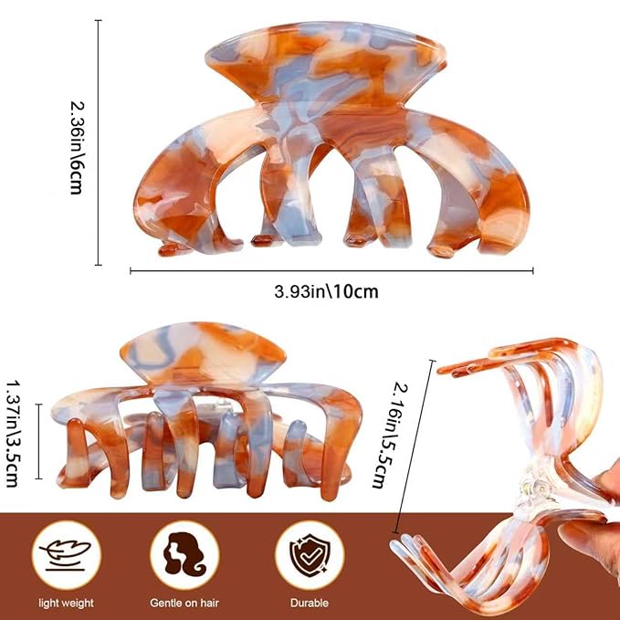 Jayongnee Clips for Women - Octopus Claw Clip - Hair Clips for Long and Thick Hair, Non-Slip Big Claw Strong Hold Hair Unbreakable 3 PCS (claw clip-B)
