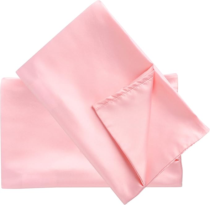 uxcell 2 Pack Silk Satin Pillowcase for Hair and Skin, Cool, Silky, Soft Breathable Pillow Cases King Size 20x36 Inch Sateen Pillowcase Pink with Envelope Closure