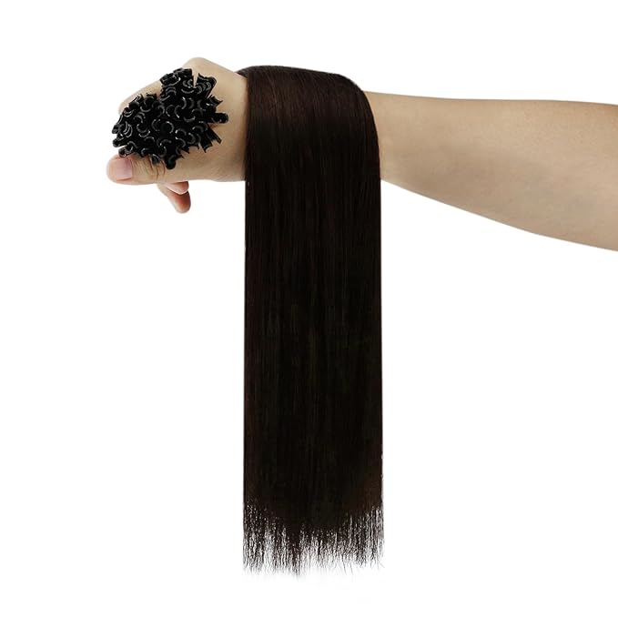 YoungSee U Tip Hair Extensions Human Hair Dark Brown U Tips Real Hair Extensions for Long Hair Dark Brown 22 Inch 50s/50g