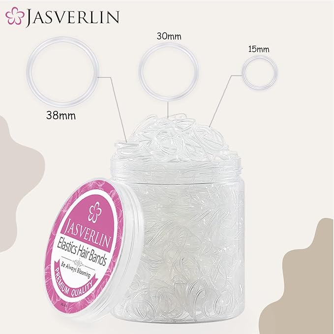 Clear Hair Elastics, 2000 Pcs Variety Pack of Small, Medium, Large Rubber Bands Ponytail Holders and Polybands for Toddlers, Girls, Women, Baby