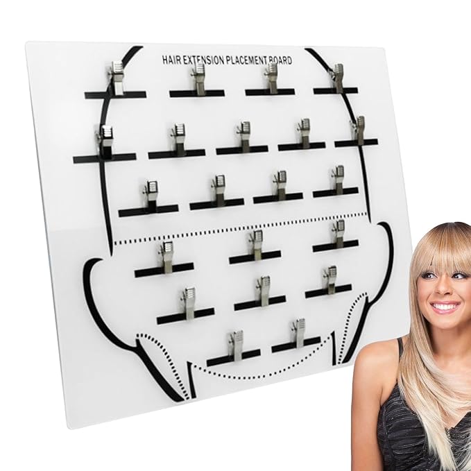 Acrylic Hair Extension Holder Board – Sturdy Styling Sectioning Plate with Clips for Hairpieces, Wigs, Wefts – Professional Salon Display & Storage Tool for Hair Extensions – Ideal for Home or Barber