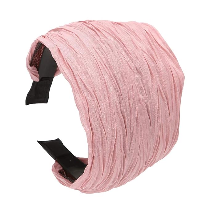 LONEEDY 5 Pack Wide Hard Headband with Teeth for Women, Girls’s Hair Band Pleated Cloth Fabric Hair Hoop Accessories (Mixed colors A)
