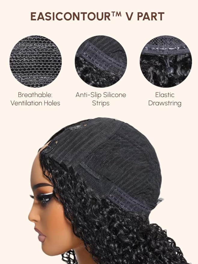 YIROO V Part Wig Yaki Straight Human Hair Wigs for Black Women Upgrade Upart Wig No Leave Out 12A Glueless Kinky Straight 18 Inch