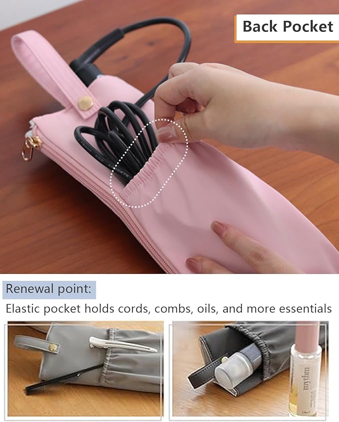 Lifeplus Holder & Mat for Hot Tools, Curling Iron Flat Iron Heat Resistant Hair Tools Travel Bag - Ideal for Home, Travel, Gift (Pink)