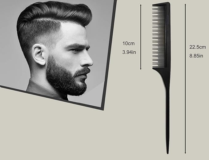 Professional Teasing Comb, Tail Comb for Root Teasing for Thin, Add Volume Fine and Normal Hair Types, Hair Comb For Women And Men, 8.75 Inches Black 5